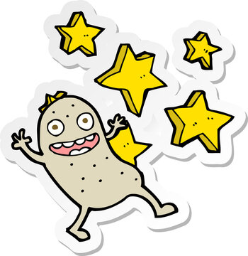 sticker of a cartoon magic potato