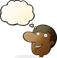 Fototapeta premium cartoon happy male face with thought bubble