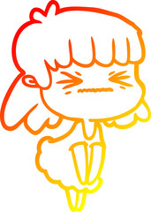 warm gradient line drawing cartoon angry girl