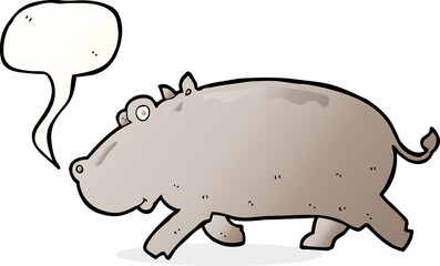 cartoon hippopotamus with speech bubble