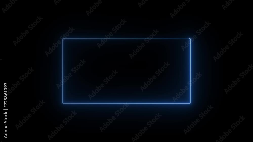 Poster abstract glowing neon rectangle border line animation 4k. neon effect rectangle frame.