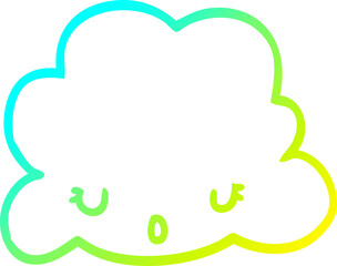 cold gradient line drawing cute cartoon cloud