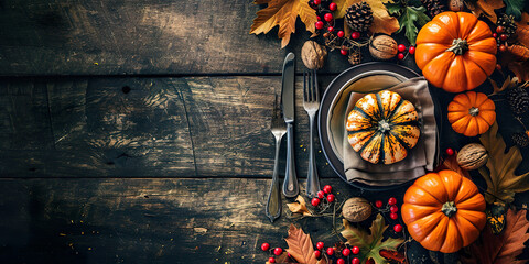 Autumn Thanksgiving Table Setting background 