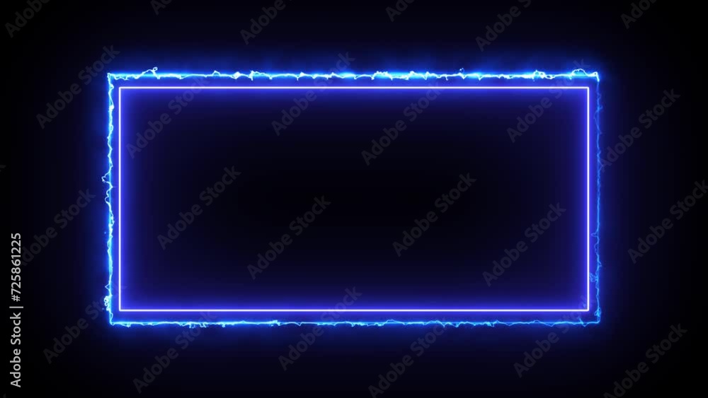 Poster abstract glowing neon rectangle border line animation 4k. neon effect rectangle frame.