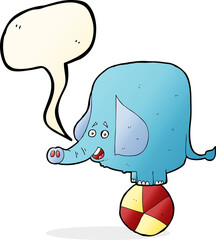 cartoon circus elephant with speech bubble