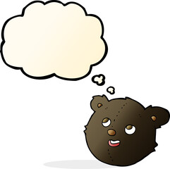cartoon black bear face with thought bubble