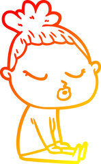 warm gradient line drawing cartoon calm woman