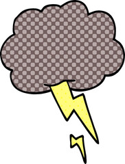 cartoon doodle storm cloud with lightning