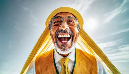 Fotobehang Älterer Mann lachend, Portrait © KolimaPX