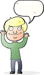 cartoon happy boy with speech bubble