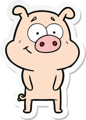 sticker of a happy cartoon pig
