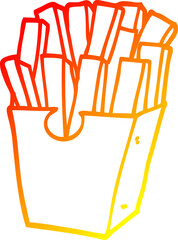 warm gradient line drawing cartoon takeout fries