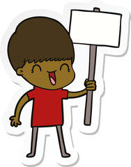 sticker of a happy cartoon boy