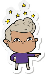 sticker of a cartoon excited man