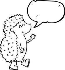 cute speech bubble cartoon hedgehog