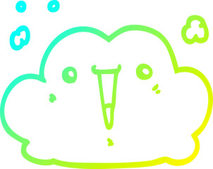 cold gradient line drawing cute cartoon cloud