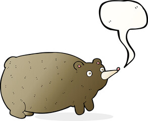 funny cartoon bear with speech bubble