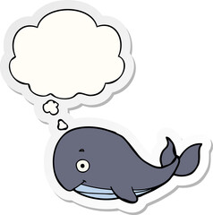 cartoon whale and thought bubble as a printed sticker