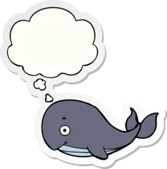 Keuken spatwand met foto cartoon whale and thought bubble as a printed sticker © lineartestpilot