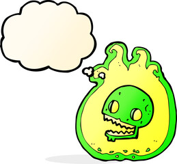 cartoon halloween flame border with thought bubble