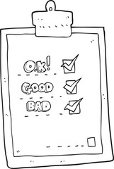 black and white cartoon check list
