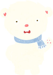cartoon polar bear wearing scarf