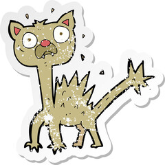 retro distressed sticker of a cartoon scared cat