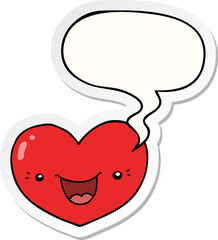 cartoon love heart character and speech bubble sticker