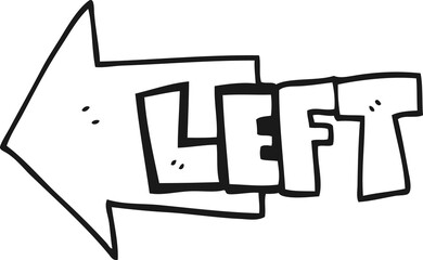 black and white cartoon left symbol