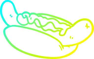 cold gradient line drawing fresh tasty hot dog