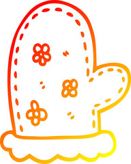 warm gradient line drawing cartoon oven mitts