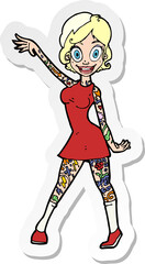 sticker of a cartoon woman with tattoos