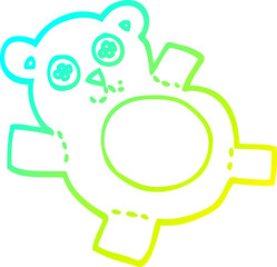 cold gradient line drawing cartoon teddy bear