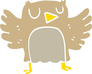 flat color illustration cartoon owl