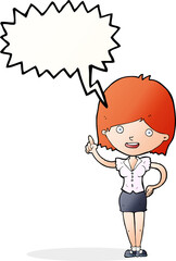 cartoon woman with idea with speech bubble