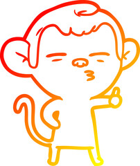 warm gradient line drawing cartoon suspicious monkey