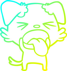 cold gradient line drawing cartoon disgusted dog