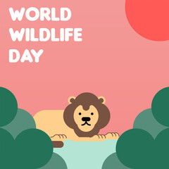 World wildlife day illustration. Wildlife day background. Animal wildlife day illustration background