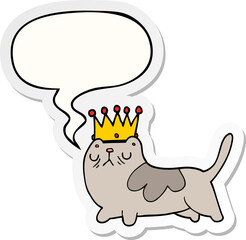 cartoon arrogant cat and speech bubble sticker