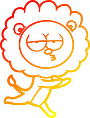 warm gradient line drawing cartoon running lion