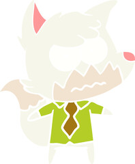 flat color style cartoon annoyed fox