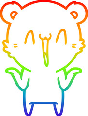 rainbow gradient line drawing happy bear cartoon