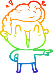 rainbow gradient line drawing cartoon excited man