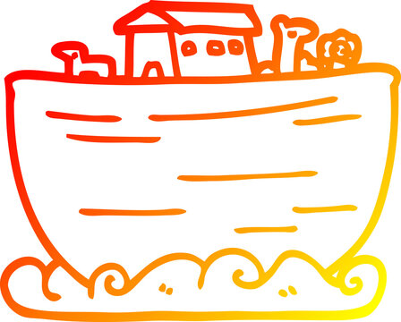 recommend clip art: warm gradient line drawing cartoon noahs ark