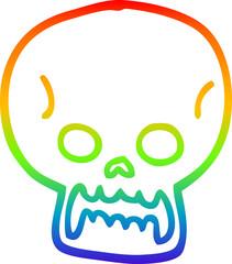 rainbow gradient line drawing cartoon halloween skull