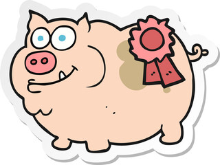 Fototapeta premium sticker of a cartoon prize winning pig