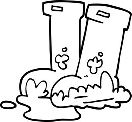 line drawing cartoon muddy boots