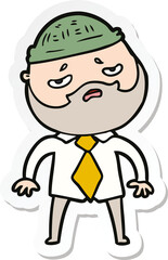 Obraz premium sticker of a cartoon worried man with beard