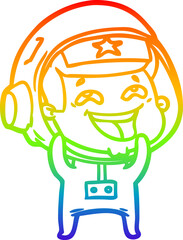 rainbow gradient line drawing cartoon laughing astronaut