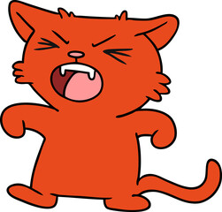 cartoon doodle of a screeching cat